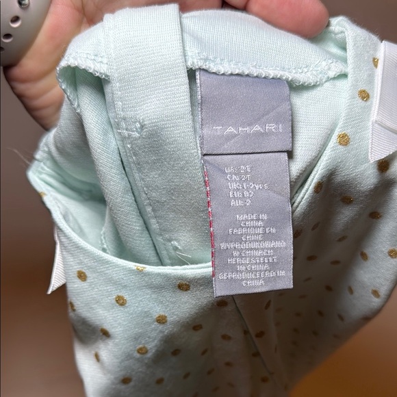 Tahari Girls 2 Piece Set Mint Green Scallop Hem Top and Striped Legging Size 2T - Picture 9 of 11